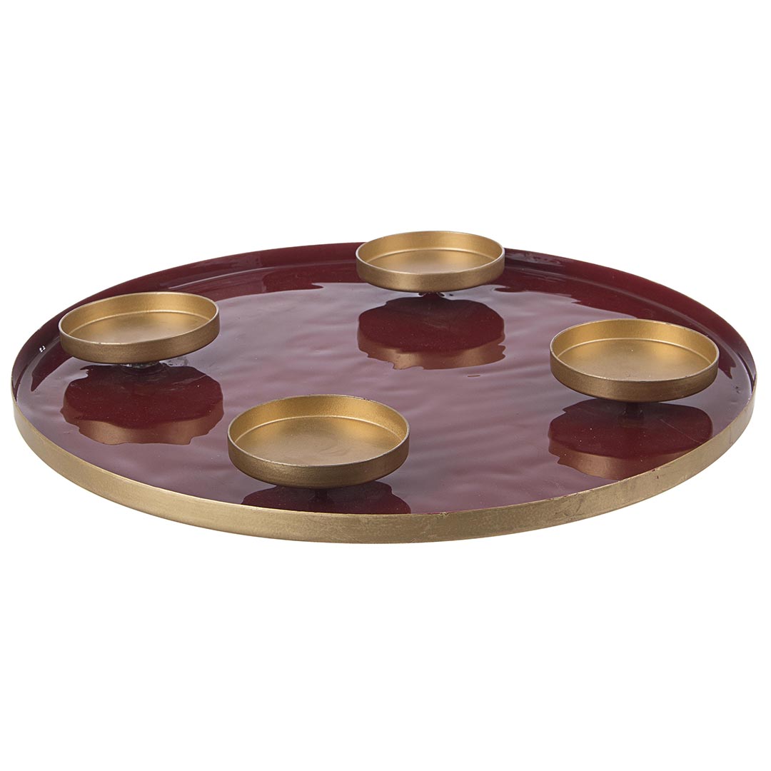 Portacandela Sibyl bordeaux/oro