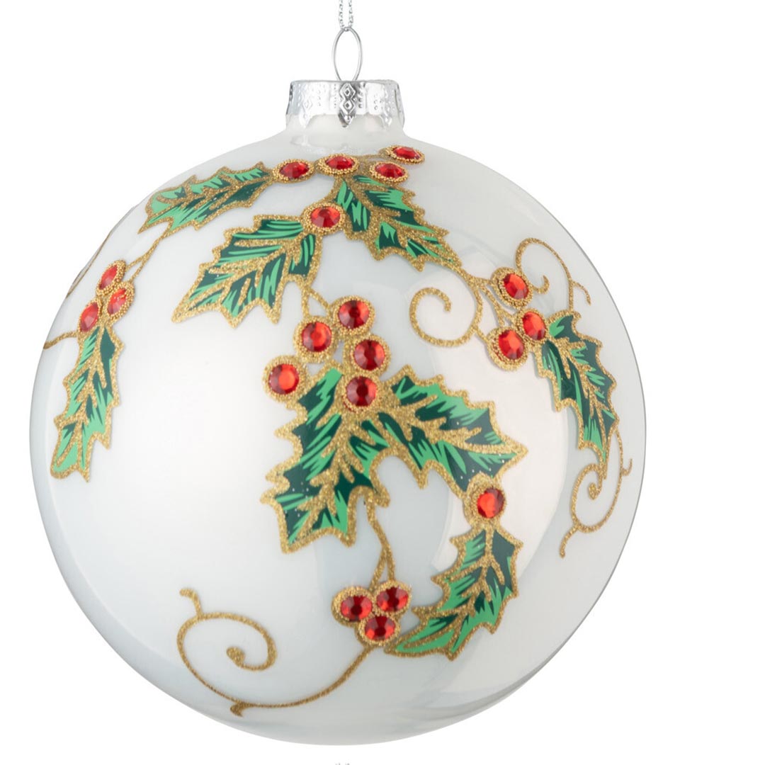 Pallina con agrifoglio e cristalli