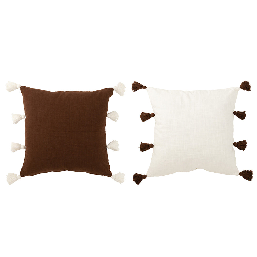 Cuscino fantasia a quadri con nappe
