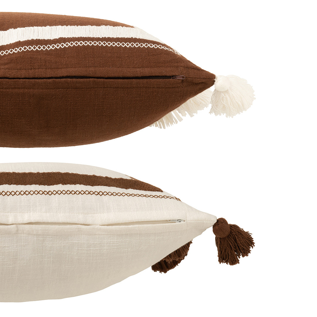 Cuscino fantasia a quadri con nappe