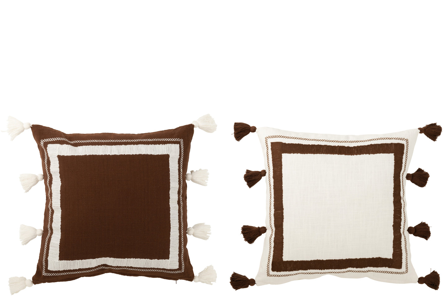 Cuscino fantasia a quadri con nappe