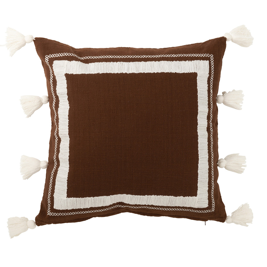 Cuscino fantasia a quadri con nappe